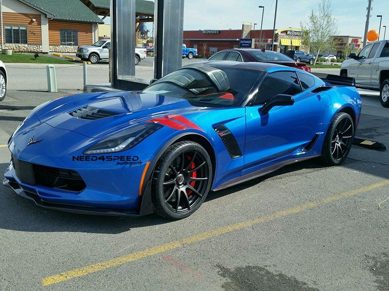 CF10 Matte Black 19x10 & 20x12 On Laguna Blue Chevy C7 Z06