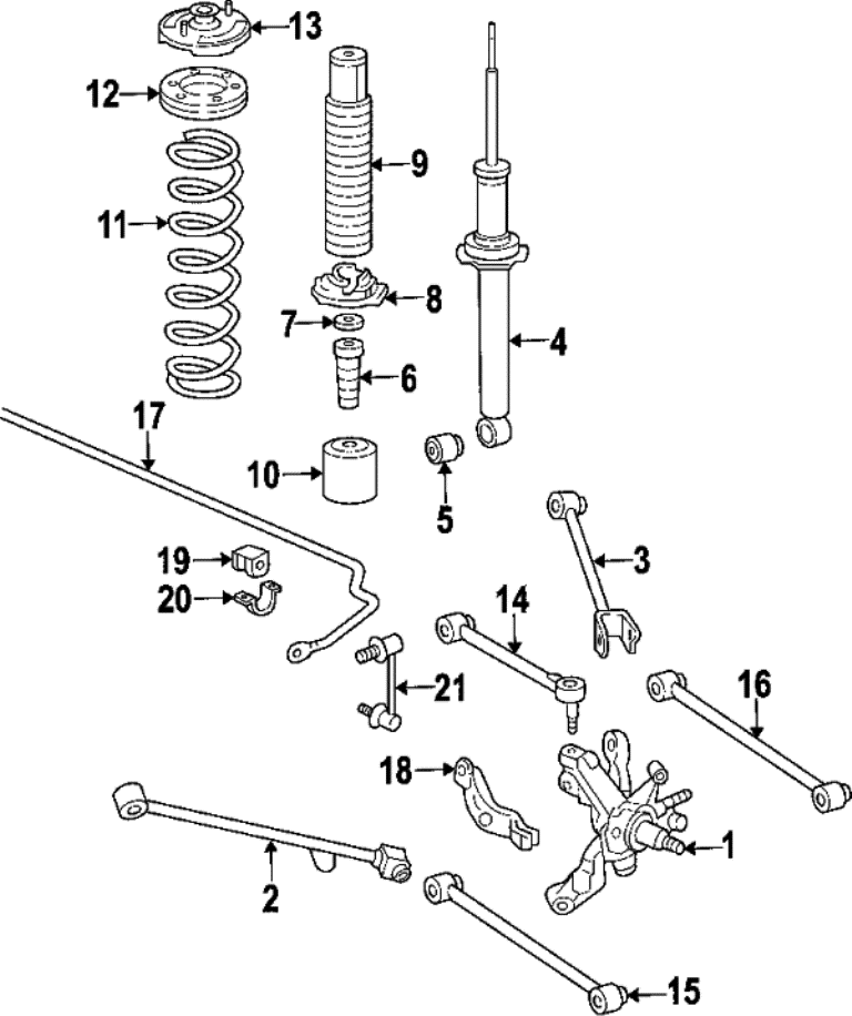 Exploded view of the Acura TSX rear suspension