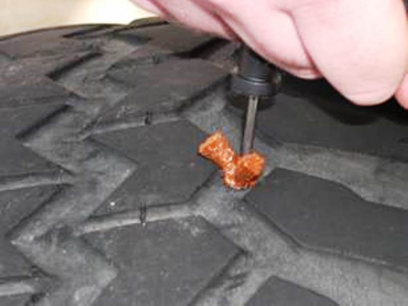 Press the plug into the tire, then twist and pull out
