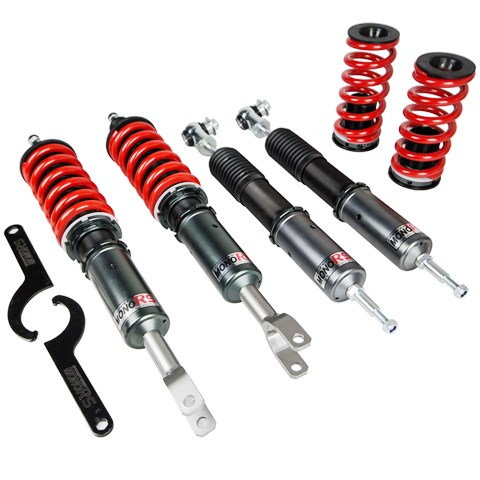 A set of aftermarket coilovers