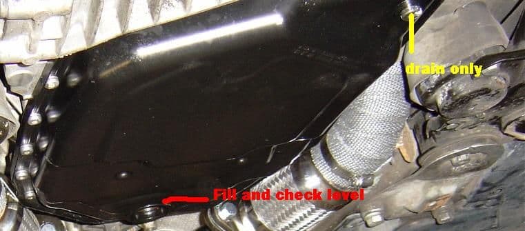 Check transmission fluid through fill hole