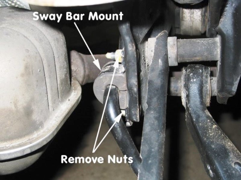 Remove the sway bar nuts and bolts