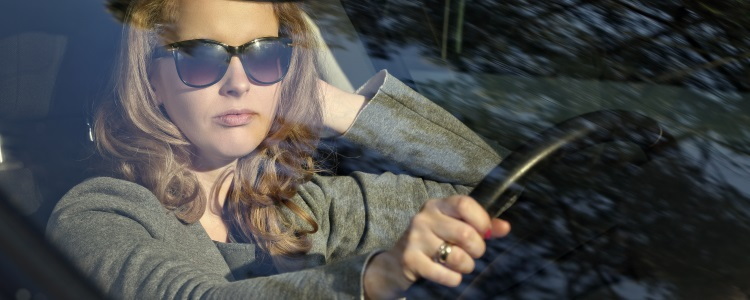 woman in car, driving car