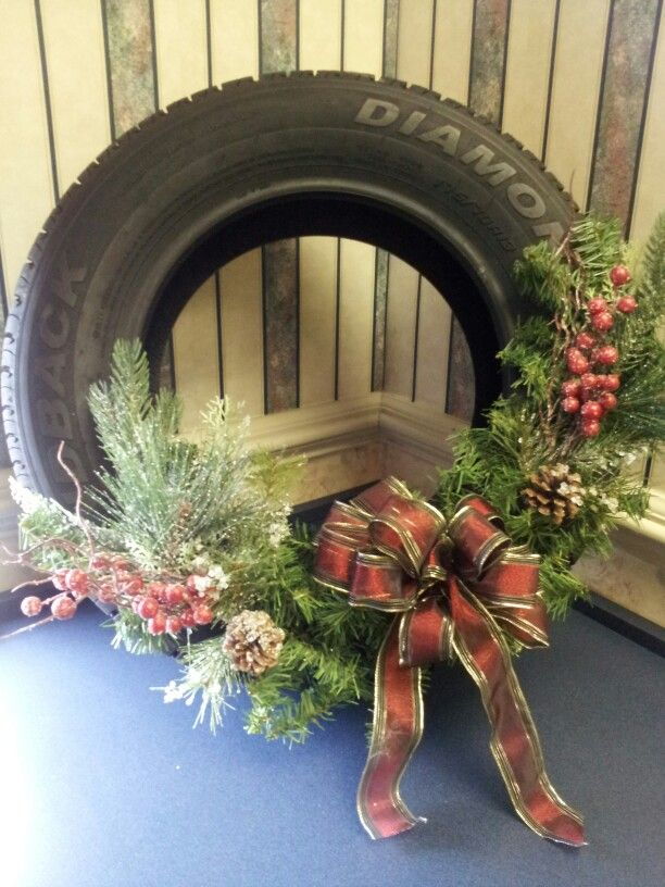 wreath from old tire