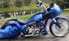 A blue motorcycle.