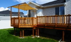 Deck with railing and canvas cover