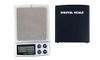 Digital pocket scale on a white background.