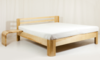 wood bed frame with white mattress