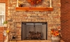 A fireplace mantel.