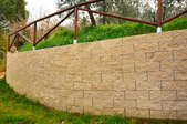Brown stone retaining wall