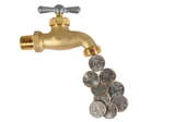 A faucet with coins instead of water.