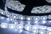 A lit LED light strip