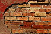 An old, red-brick wall.