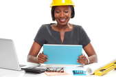woman with technical and construction equipment