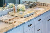 granite bathroom counter with double sink