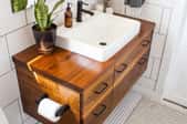 wood bathroom vanity with sink