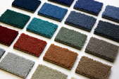 Colored carpet swatches. 