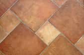 A patterned, ceramic tile floor.