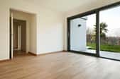 A room with sliding doors.
