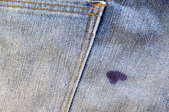 Jeans with an ink stain.