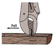 Use locking pliers to pull nails through the trim.