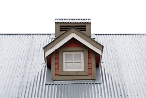 A metal roof with a dormer