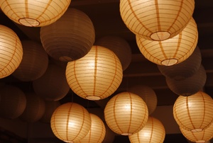 Hung paper lanterns.