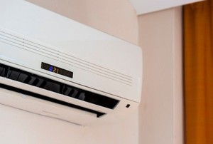 air conditioner mounted to a wall