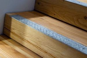 wooden stairs with no slip treads
