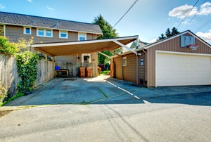 A home with a garage.