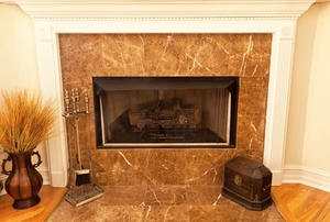 A fireplace hearth.