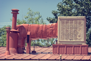 swamp cooler on top of a building