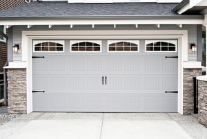 A gray garage door.