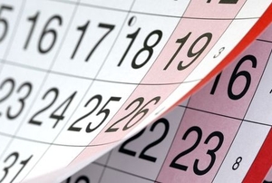 calendar pages with red borders