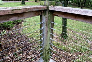 A cable deck railing.