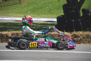 a person in a go kart