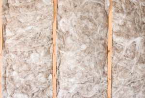 fiber insulation in an unfinished ceiling