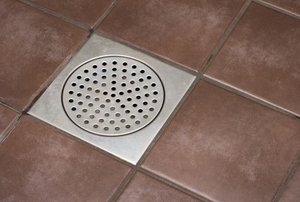 Shower drain in tiled floor