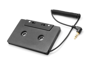 A cassette tape adapter for a tape deck.