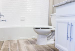 A clean white bathroom. 