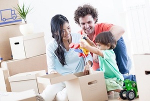 young family moving into house