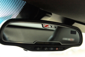 a rearview mirror in a car