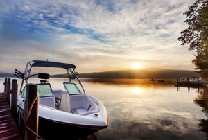 a boat tied to the dock