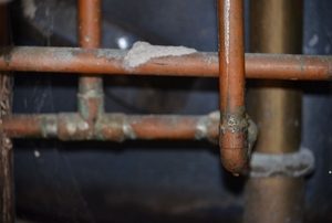 web of copper piping