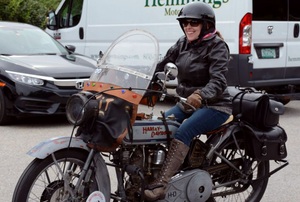 woman riding a motorcycle