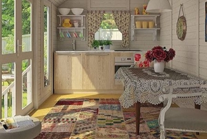 light tiny home interior with furnishings