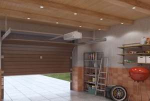 garage with beams