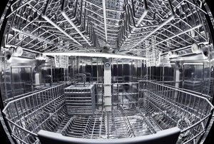 The inside of a dishwasher.