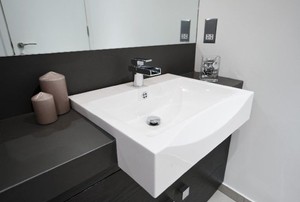 bathroom with large white sink