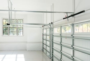 inside clean garage with metal door brackets
